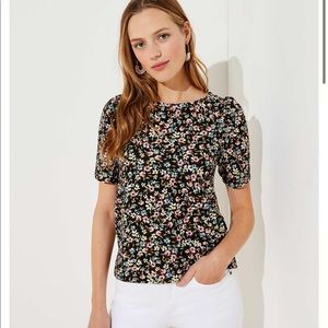 Ann Taylor Loft Floral Puff Sleeve NWOT